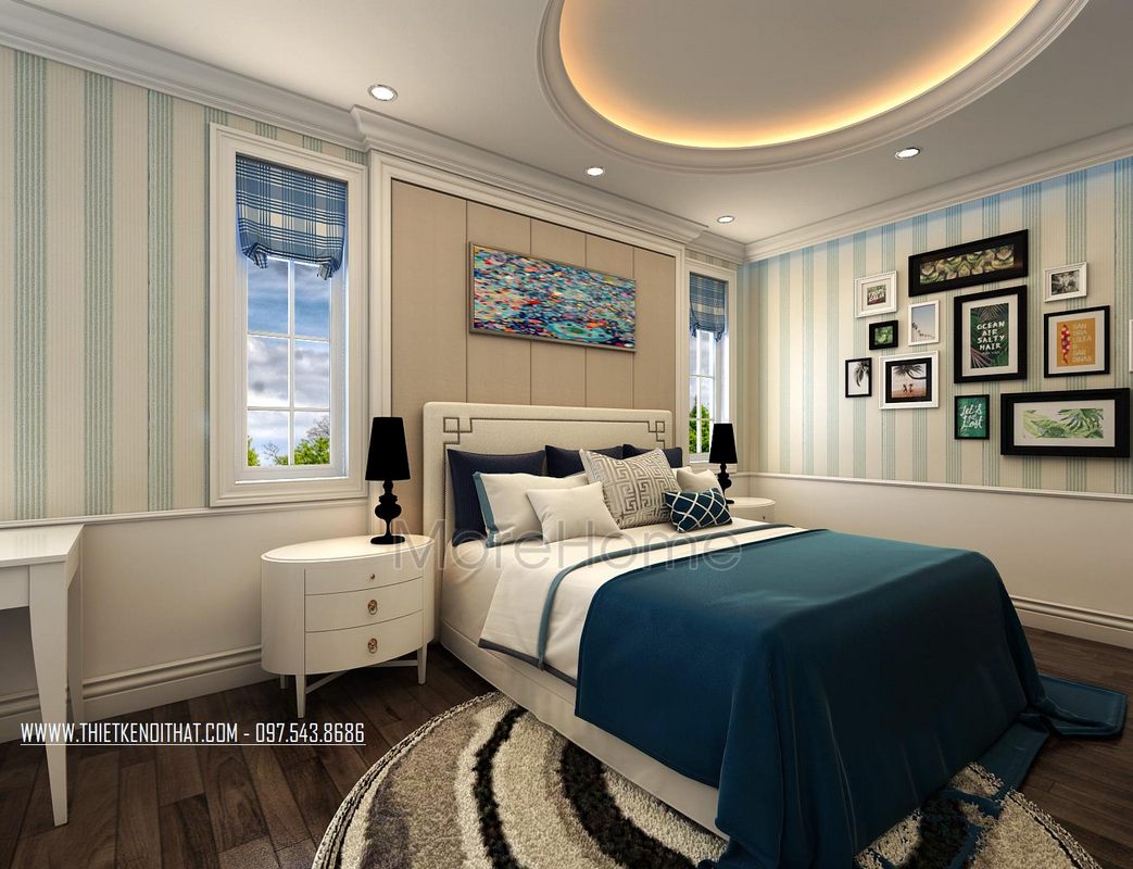 Thiết kế nội thất phòng ngủ biệt thự Vinhomes Riverside Long Biên Hà Nội